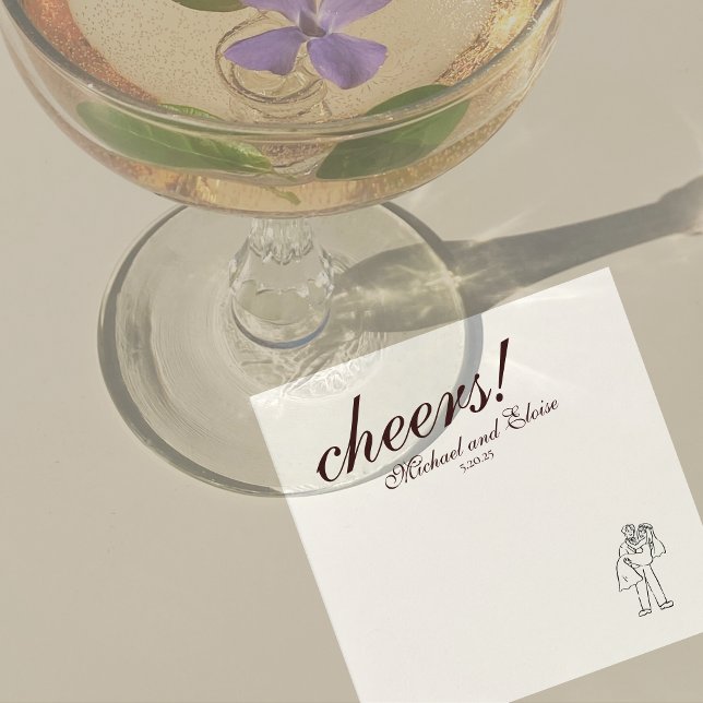Modern Brown Personalized Sketch Art Wedding Napkin (Modern Elegant Mousse Brown Wedding Suite Theme with options to personalize for your special day.)