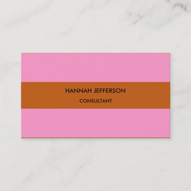 Modern Brown Pink Minimalist Feminine Professional Business Card (Front)