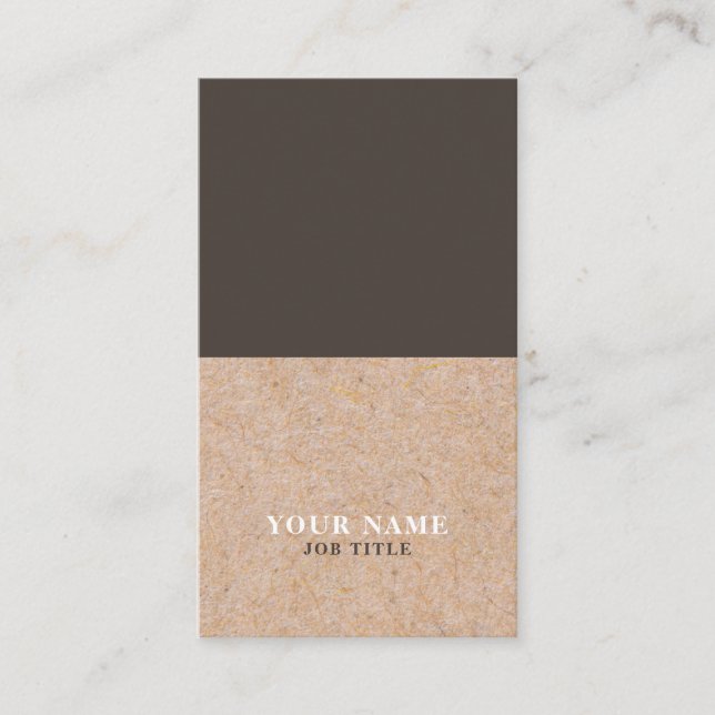 Modern Brown PRINTED Kraft Vertical Business Card (Front)