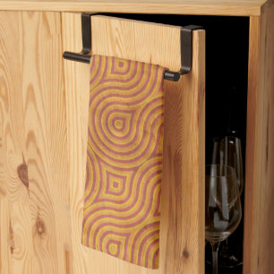 Modern Brown Rust Swirled Abstract Geometric Kitchen Towel