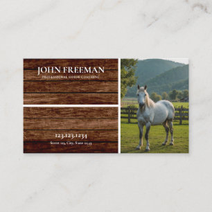 Modern Brown Rustic Horse Photo Equine Business Card