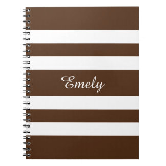 Modern Brown Stripes Pattern Name Notebook