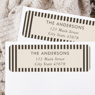 Modern Brown Stripes Return Address