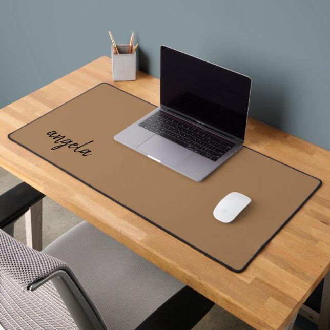 Modern brown stylish custom name desk mat (Office 2)