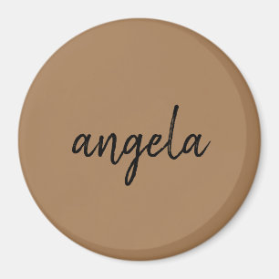 Modern brown stylish custom name magnet