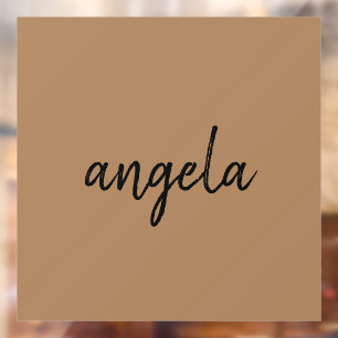 Modern brown stylish custom name window cling
