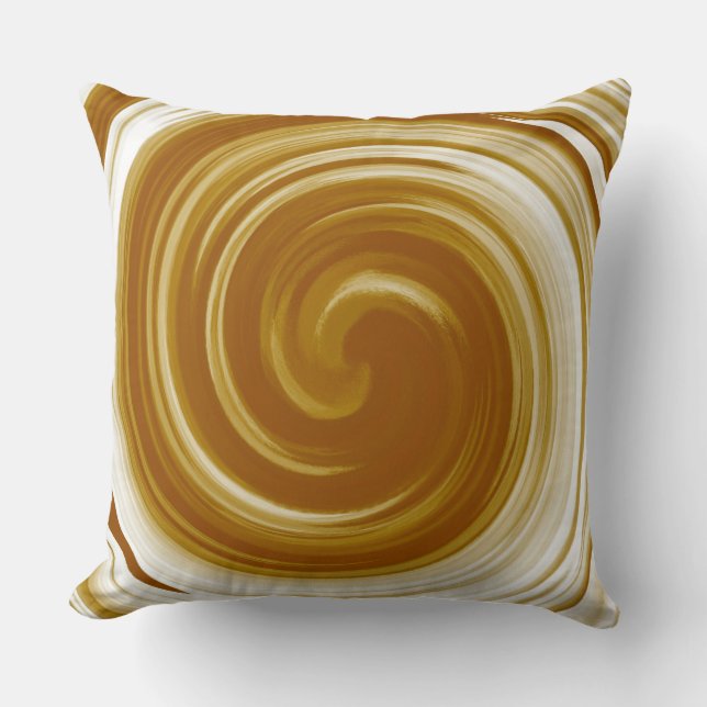 Modern Brown Swirl Abstract Art Throw Pillow (Front)