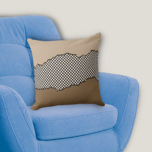 Modern Brown Torn Dots Layered Throw Pillow