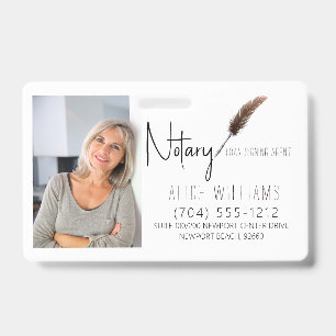 Modern Brown & White Notary Photo Business Badge