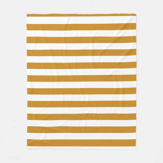 Modern Brown White Striped Template Decorative Fleece Blanket (Front)