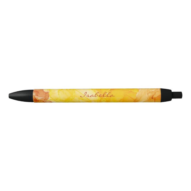 Modern Brown Yellow Sparkle Colour Ink Pattern  Black Ink Pen (Front)