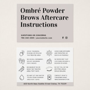 Modern Brows Aftercare PMU Brow Instructions Card