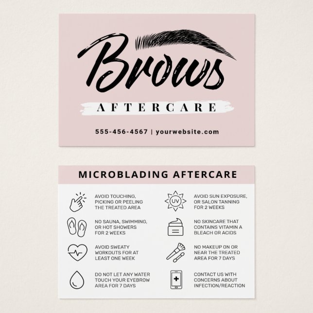 Modern Brows Aftercare PMU Brow Instructions Card  (Front & Back)