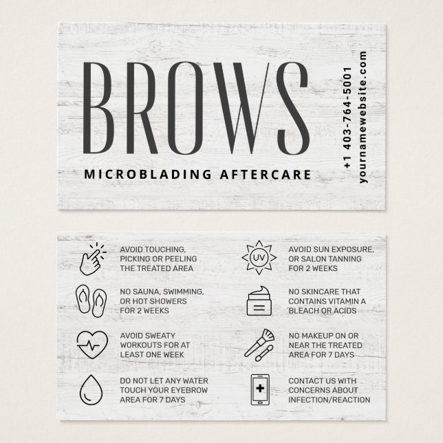 Modern Brows Aftercare PMU Brow Instructions Card (Front & Back)