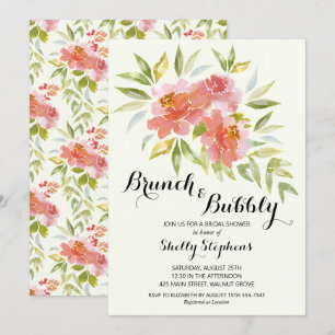 Modern Brunch and Bubbly Floral Shower Invitation