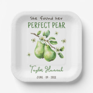 Modern Brunch Greenery Perfect Pear Bridal Shower  Paper Plate