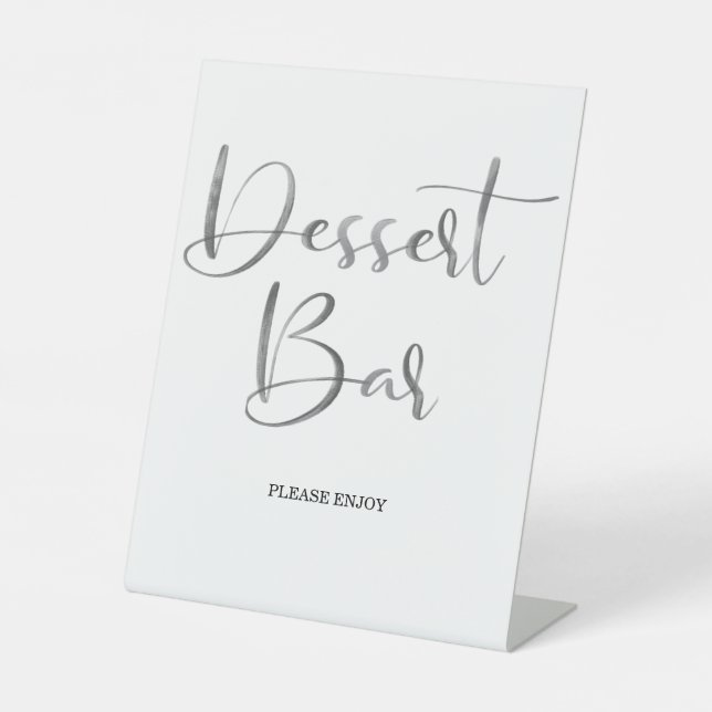 Modern Brush Calligraphy Wedding Dessert Bar Pedestal Sign (Front)