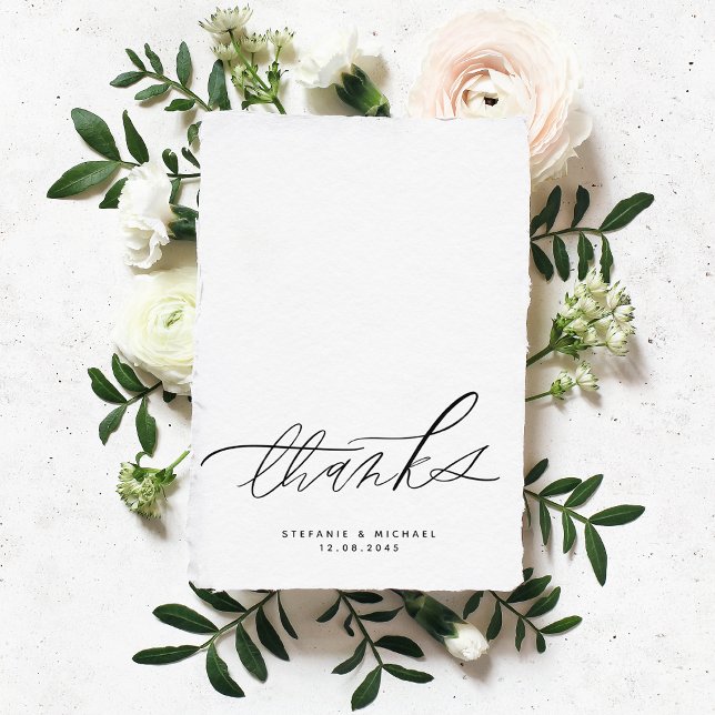 Modern Brush Calligraphy Wedding Thank You Card (Creator Uploaded)
