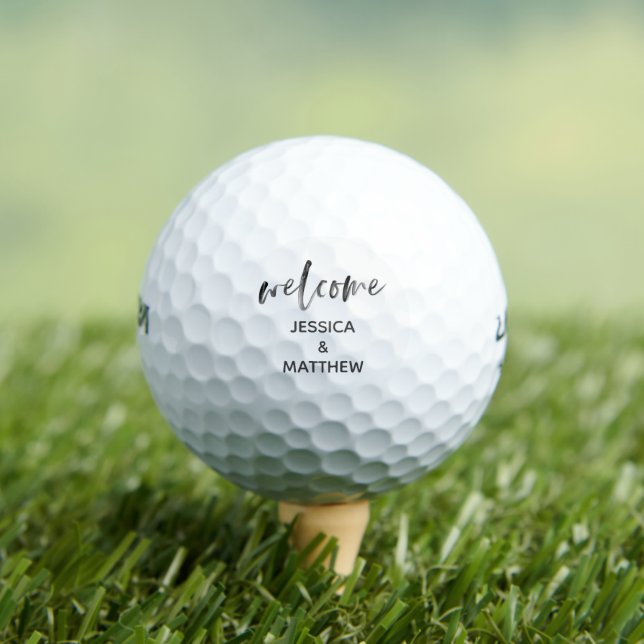 Modern Brush Calligraphy Welcome Golf Wedding Balls (Insitu Tee)