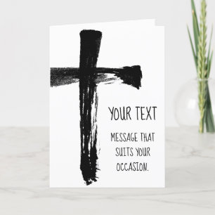 Modern Brush Cross - Christian Artistic Crucifix Holiday Card