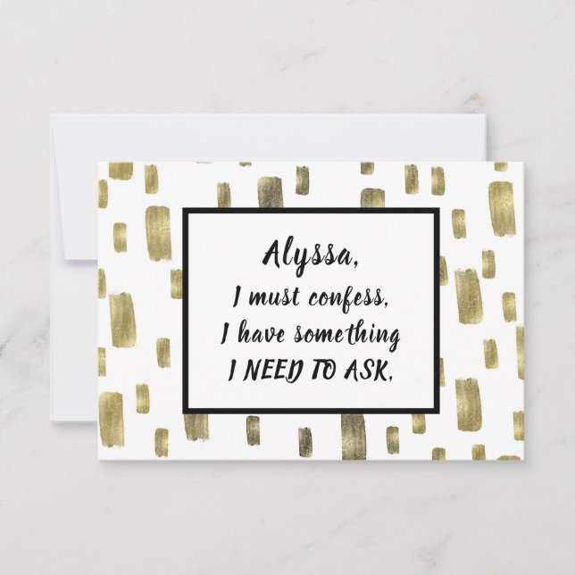 Modern Brush Gold Copper Bronze Be my Bridesmaid RSVP Card (Front)