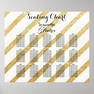 Modern brush gold stripes table seating chart