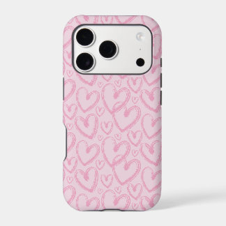 Modern Brush Heart Pastel Pink Pattern
