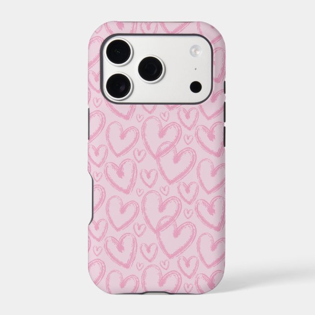 Modern Brush Heart Pastel Pink Pattern (Back)