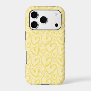 Modern Brush Heart Pastel Yellow Pattern