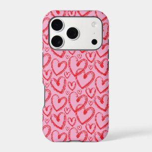 Modern Brush Heart Pink Red Pattern