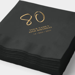 Modern Brush Lettering 80th Birthday Party Foil Napkins