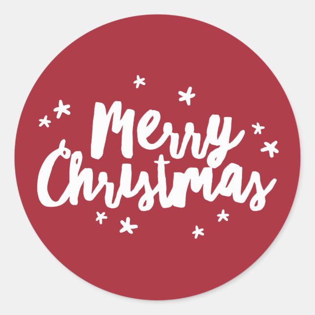 Modern Brush Merry Christmas Round Sticker (Front)