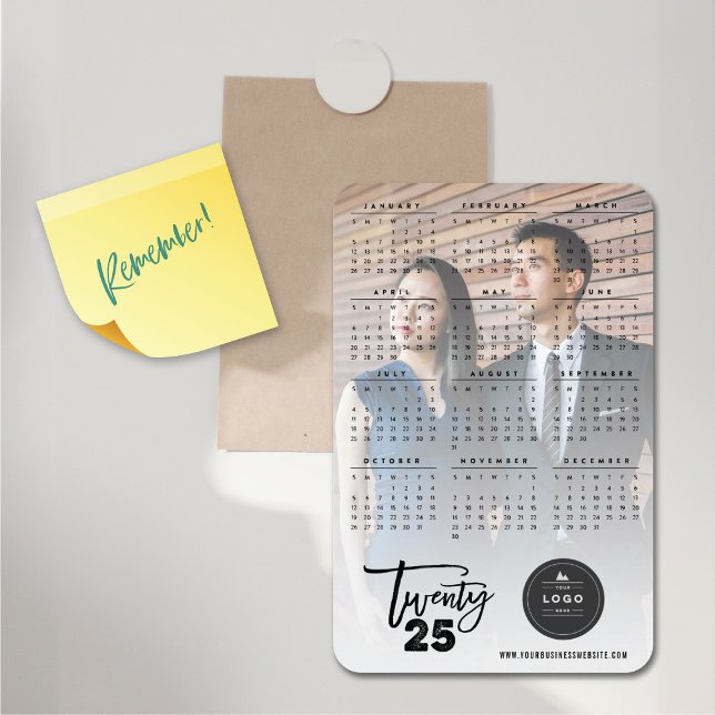 Modern Brush Script 2023 Calendar Holiday Photo Magnet (Modern Brush Script 2025 Calendar Holiday Photo Flexible Magnet @ fat_fa_tin)