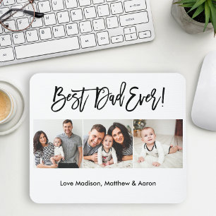Modern Brush Script 3 Photo Best Dad Ever Mouse Pad