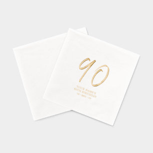 Modern Brush Script 90th Birthday Party Foil Napkins