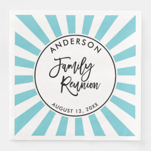 Modern Brush Script and Stripes Family Reunion Napkin