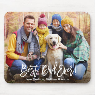 Modern Brush Script Best Dad Ever Photo Mouse Pad