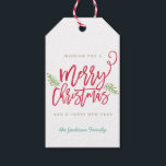 Modern Brush Script Bright Christmas Gift Tag<br><div class="desc">Make a stunning statement this holiday season with this stylish personalized hanging gift tag featuring "Merry Christmas" in a brush script font. Use the customize button for advanced editing options. Shop our online store for more pieces in this design!</div>