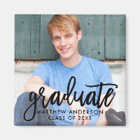 Modern Brush Script Graduation Announcement Square
