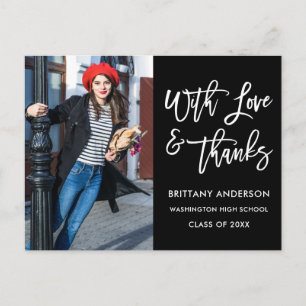 Modern Brush Script Graduation Love Thanks Postcard
