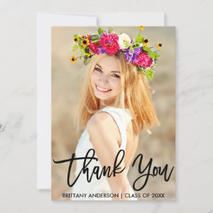Modern Brush Script Graduation Thank You Card