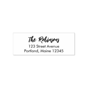 Modern Brush Script Last Name Return Address Self-inking Stamp