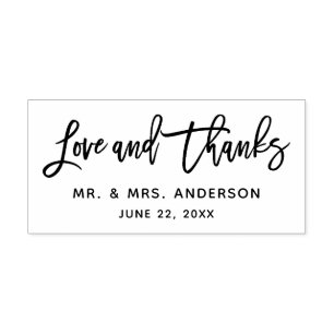 Modern Brush Script Love and Thanks Wedding Self-inking Stamp