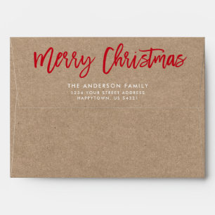 Modern Brush Script Merry Christmas Kraft Envelope