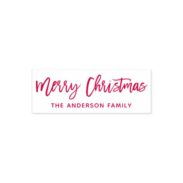 Modern Brush Script Merry Christmas Red Self-inking Stamp (Design)