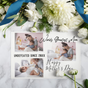 Modern Brush Script Mother's Day Photo Collage Card