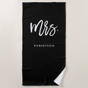 Modern Brush Script   Mrs   Editable Colour Beach Towel