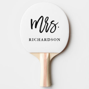 Modern Brush Script Mrs Ping Pong Paddle