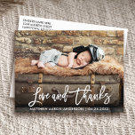 Modern Brush Script New Baby Love and Thanks Wht Announcement Postcard<br><div class="desc">Modern Wht Brush Script New Baby Love and Thanks - Thank You Photo Postcard</div>