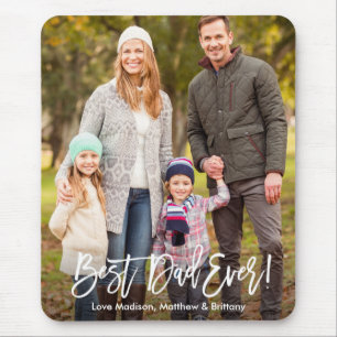 Modern Brush Script Photo Best Dad Ever Mouse Pad